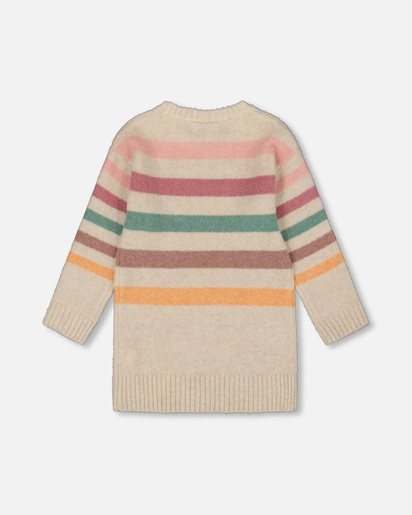 Knitted Tunic Off-White With Stripes - H20GT76_101