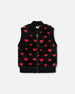 Faux Fur Sleeveless Vest Black And Red With Hearts - H20H30_000