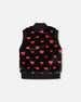 Faux Fur Sleeveless Vest Black And Red With Hearts - H20H30_000