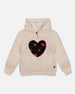 Glittering Beige French Terry Hoodie With Heart Applique - H20H31_000