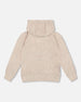 Glittering Beige French Terry Hoodie With Heart Applique - H20H31_000