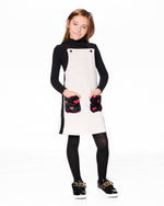 Glittering French Terry Overall Dress Beige And Black - H20H40_000