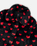 Faux Fur Short Coat Black And Red With Hearts - H20H50_000