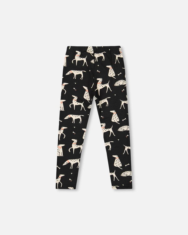 Printed Jersey Leggings Black With Dalmatians - H20H60_075