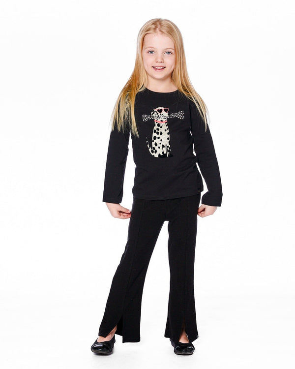 Organic Cotton T-Shirt Black With Dalmatian - H20H70_999