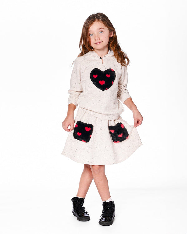 Glittering French Terry Skirt Beige And Black - H20H80_000