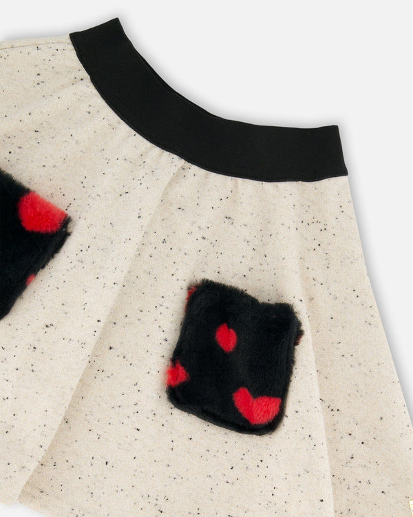 Glittering French Terry Skirt Beige And Black - H20H80_000