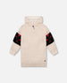 Hooded Glittering French Terry Dress Beige With Heart Bag - H20H86_000