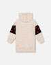 Hooded Glittering French Terry Dress Beige With Heart Bag - H20H86_000