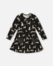 Half Button Jersey Dress Black Dalmatian Print - H20H87_075