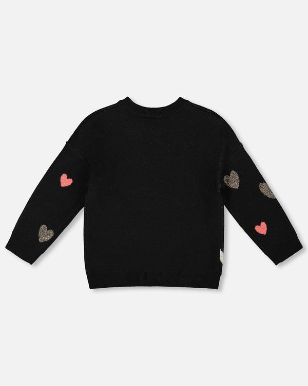 Knit Sweater Black With Dalmatian And Hearts - H20HT71_999