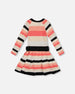 Striped Knit Dress Beige Black And Pink - H20HT85_000
