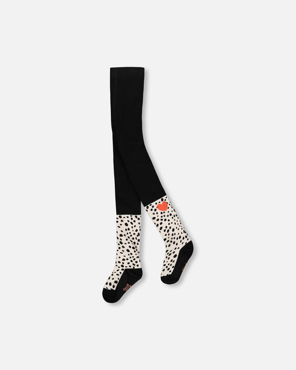 Knit Tights Black With Dalmatian Pattern - H20HT_999