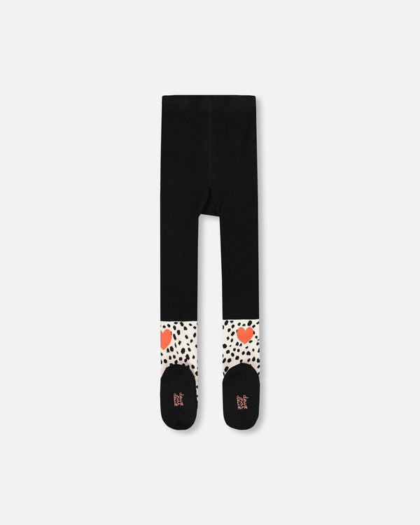Knit Tights Black With Dalmatian Pattern - H20HT_999
