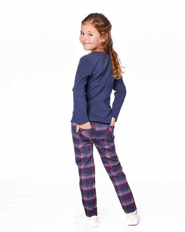 Milano Treggings Red And Navy Plaid - H20I20_079