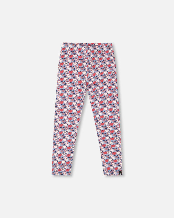 Organic Cotton Leggings Blue Apple Print - H20I60_080