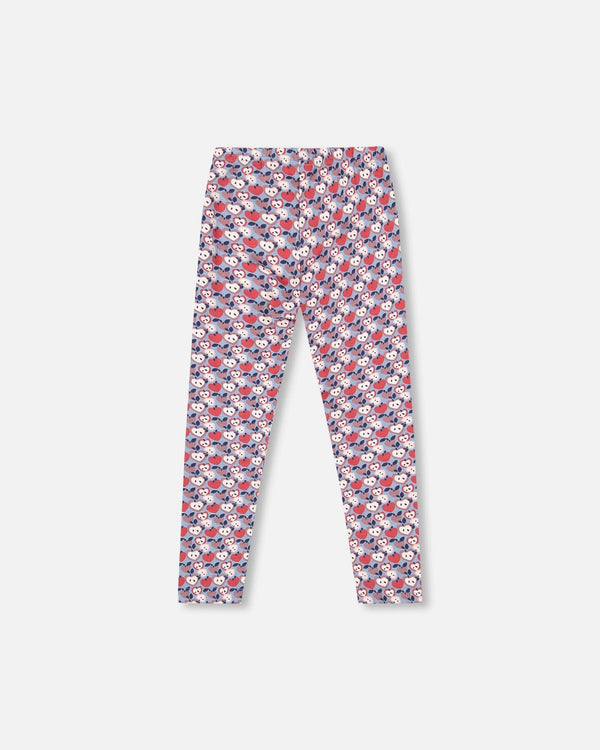 Organic Cotton Leggings Blue Apple Print - H20I60_080