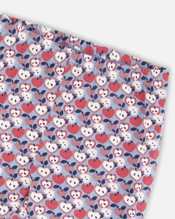 Organic Cotton Leggings Blue Apple Print - H20I60_080