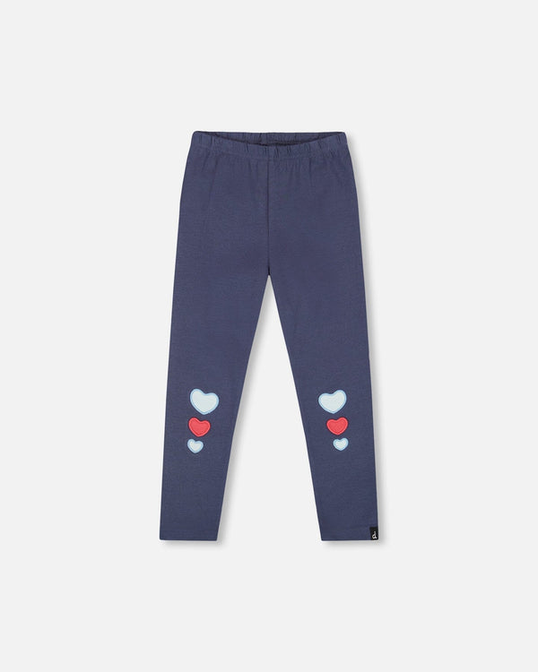 Organic Cotton Leggings Navy Blue With Hearts - H20I60_484