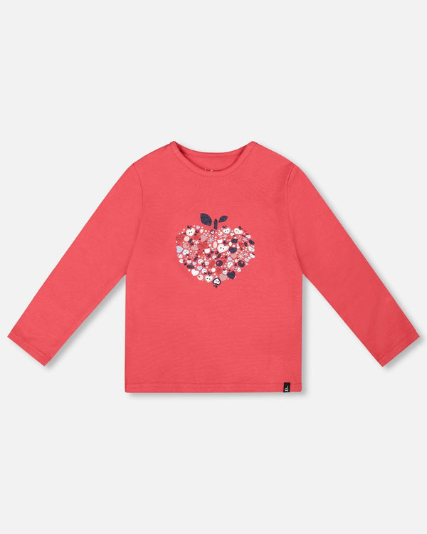 Organic Cotton T-Shirt Red With Mini Apples - H20I70_709