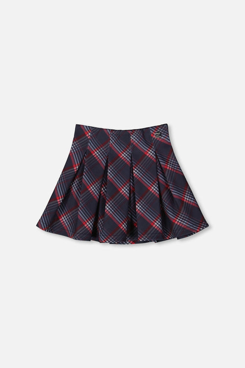 Pleated Milano Skirt Red And Navy Plaid - H20I80_079