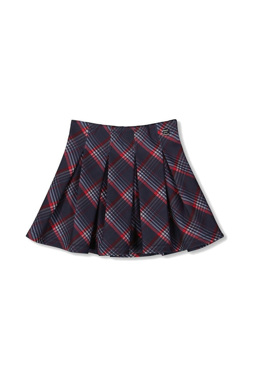 Pleated Milano Skirt Red And Navy Plaid - H20I80_079
