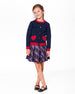 Knitted Cardigan Navy Blue With Red Embroidered Hearts - H20IT30_484
