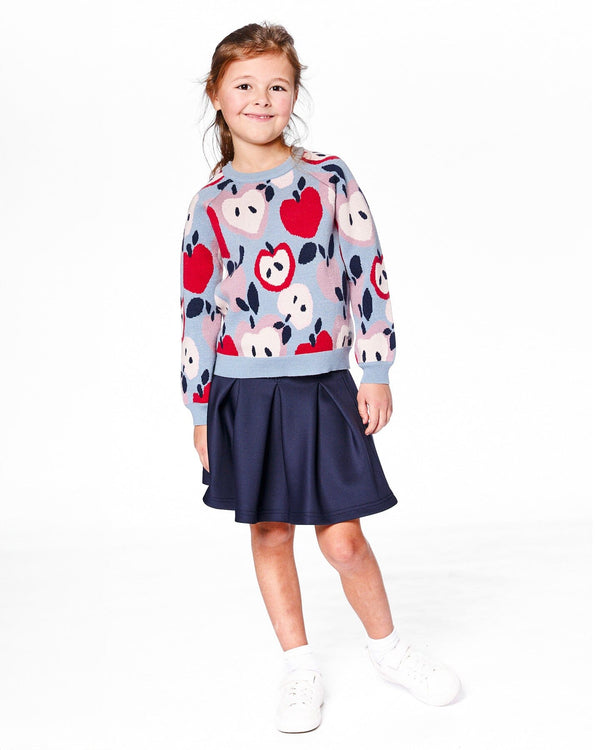 Knit Sweater Blue And Red With Apple Heart Jacquard - H20IT71_000