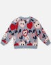 Knit Sweater Blue And Red With Apple Heart Jacquard - H20IT71_000