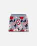 Knit Skirt Blue And Red With Apple Heart Jacquard - H20IT81_000