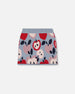 Knit Skirt Blue And Red With Apple Heart Jacquard - H20IT81_000