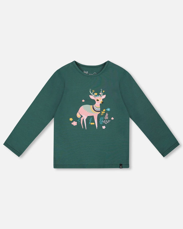 Organic Cotton Long Sleeve T-Shirt Dark Green - H20J71_548