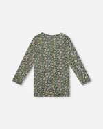 Jersey Tunic Green With Floral Print - H20J77_073