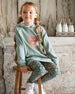 Hooded Tunic Sage Green With Owl Print - H20J78_340