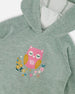 Hooded Tunic Sage Green With Owl Print - H20J78_340