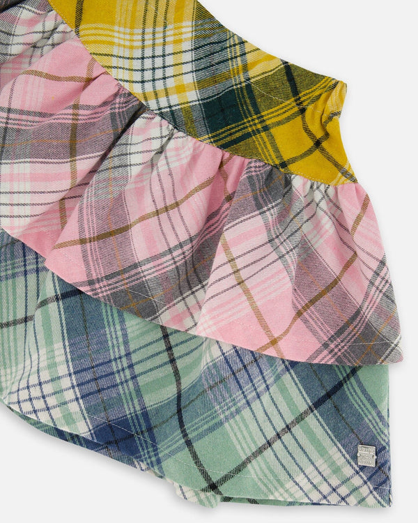 Two-Tiered Flannel Skirt Green Pink And Yellow - H20J80_000