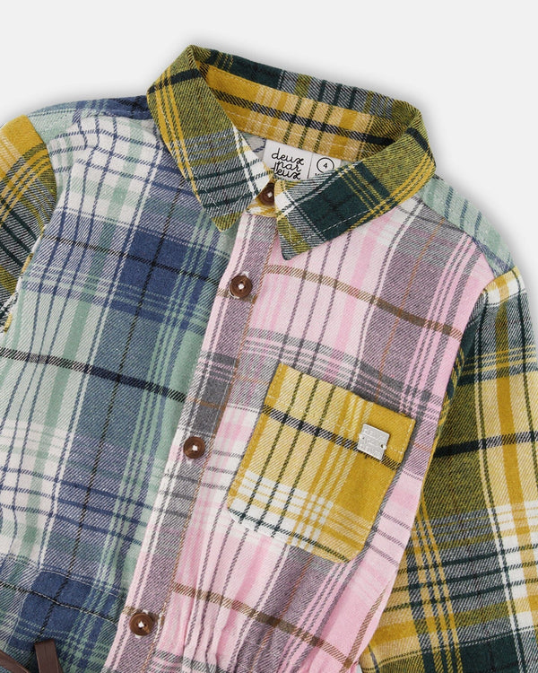 Shirt Dress With Belt Green Pink And Yellow - H20J86_000