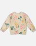 Knitted Sweater Heather Beige Gray With Floral Print - H20JT72_193