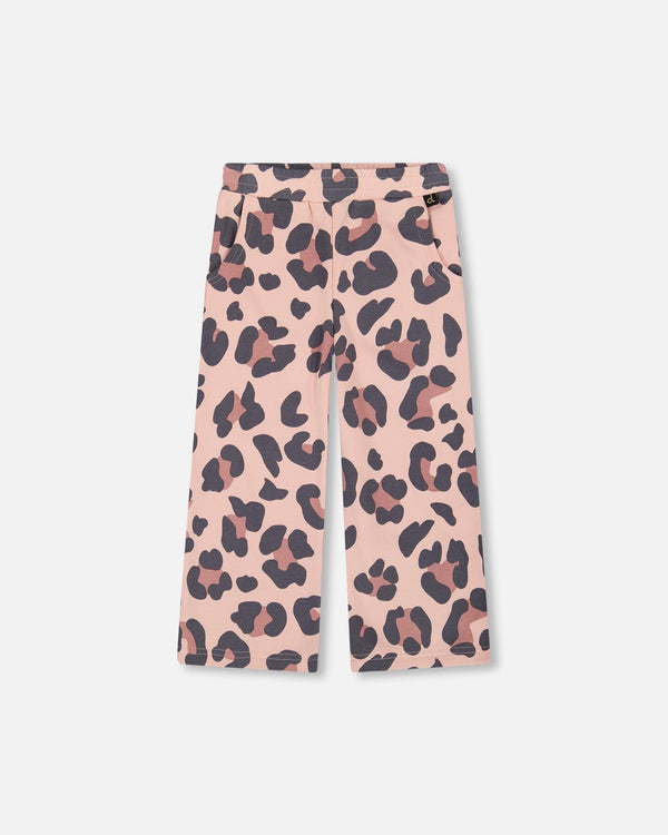 French Terry Wide Leg Sweatpants Pink Leopard - H20K21_077