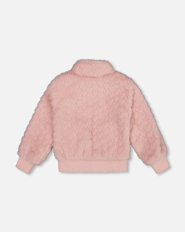 Faux Fur Jacquard Jacket Dusty Pink - H20K53_650