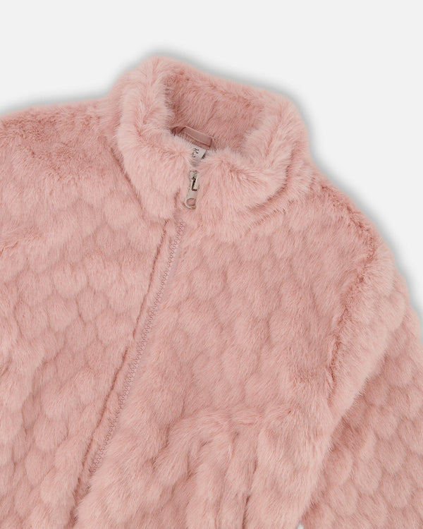 Faux Fur Jacquard Jacket Dusty Pink - H20K53_650