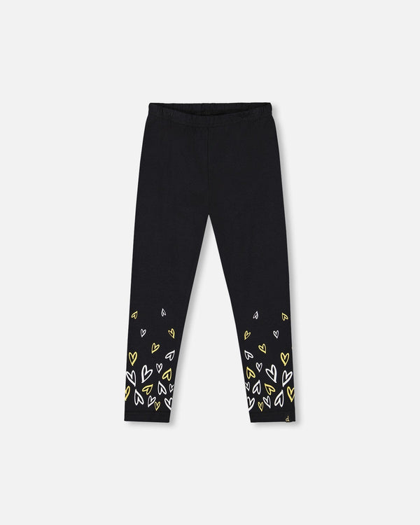 Organic Cotton Leggings Dusty Pink With Hearts Print - H20K60_999