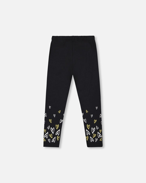 Organic Cotton Leggings Dusty Pink With Hearts Print - H20K60_999