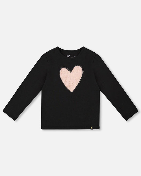 Organic Cotton Long Sleeve T-Shirt Black With Heart - H20K70_999