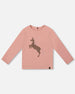 Organic Cotton Long Sleeve T-Shirt Dusty Pink With Sequin Unicorn - H20K71_650