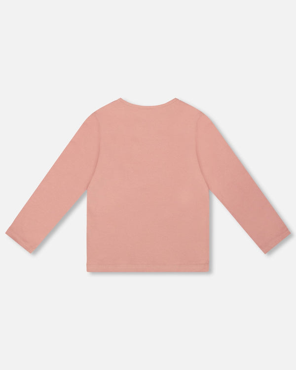 Organic Cotton Long Sleeve T-Shirt Dusty Pink With Sequin Unicorn - H20K71_650