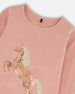 Organic Cotton Long Sleeve T-Shirt Dusty Pink With Sequin Unicorn - H20K71_650