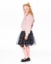 Organza And Mesh Skirt Black With Unicorn Print - H20K81_000