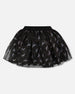 Organza And Mesh Skirt Black With Unicorn Print - H20K81_000