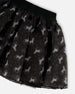 Organza And Mesh Skirt Black With Unicorn Print - H20K81_000